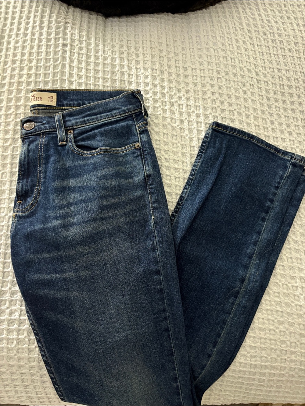 Hollister Indigo Blue Mid-Rise Straight Jeans